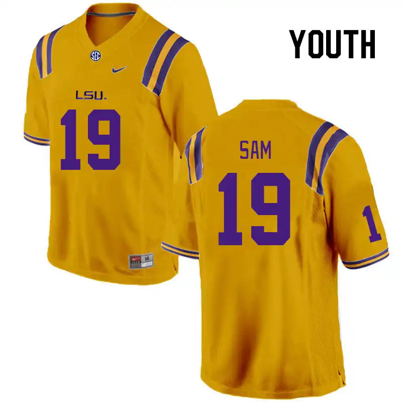 Youth LSU Tigers Andre Sam #19 Gold NCAA Football Jersey